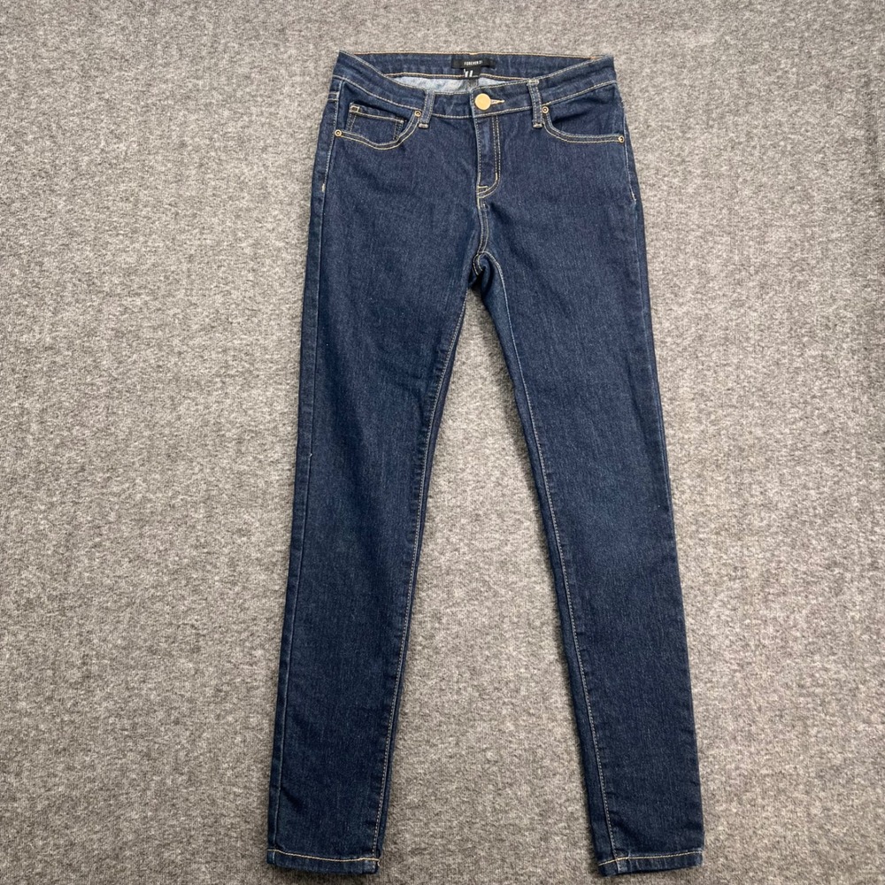 Forever 21 Womens Dark Wash Skinny‎ Jeans Size 26 Indigo Stretch Denim Low Rise